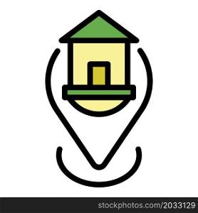 Mortgage house location icon. Outline mortgage house location vector icon color flat isolated. Mortgage house location icon color outline vector