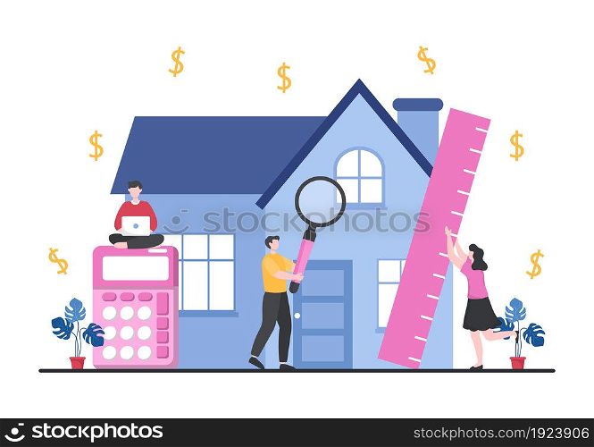Mortgage Loan Debt Instruments that are Secured by Property Assets such as Real estate Services, Rent, Buying Home or Auction House. Background Vector illustration