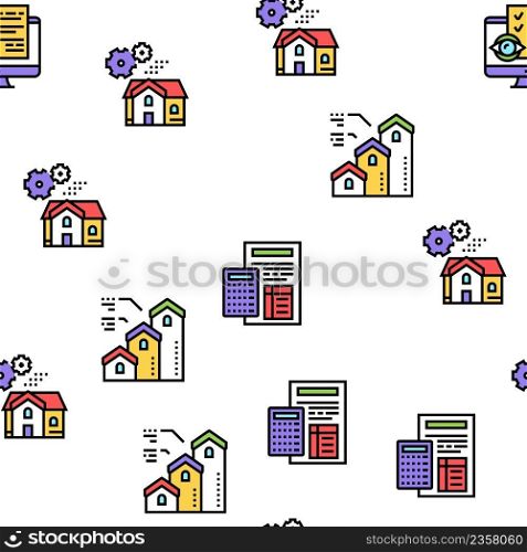 Mortgage Real Estate Vector Seamless Pattern Thin Line Illustration. Mortgage Real Estate Vector Seamless Pattern