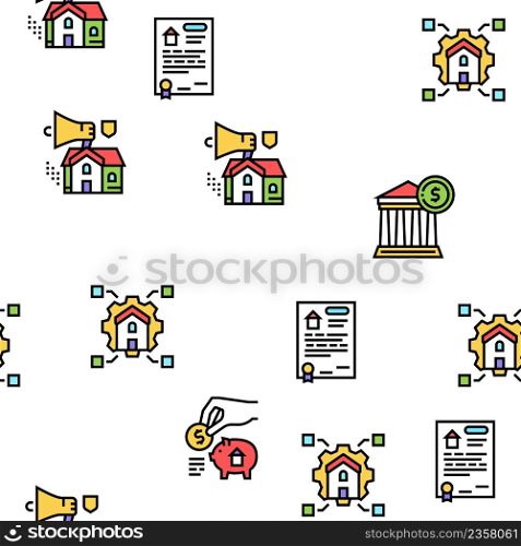 Mortgage Real Estate Vector Seamless Pattern Thin Line Illustration. Mortgage Real Estate Vector Seamless Pattern