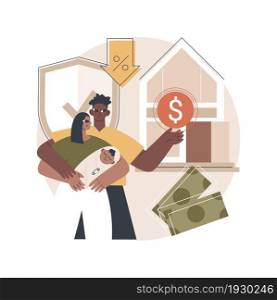 Mortgage relief program abstract concept vector illustration. Reduce or suspend mortgage payments, loan modification, governmental help, home owner budget, risk insurance abstract metaphor.. Mortgage relief program abstract concept vector illustration.
