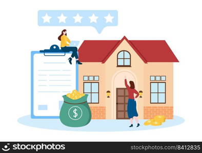 Mortgage Template Hand Drawn Cartoon Flat Illustration of Term Credit Debt by House Loan or Money Investment to Real Estate Property Design