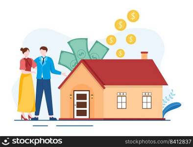 Mortgage Template Hand Drawn Cartoon Flat Illustration of Term Credit Debt by House Loan or Money Investment to Real Estate Property Design