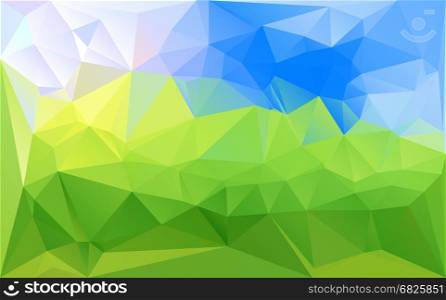 Mosaic green blue abstract vector background. Low-poly texture futuristic style bright pattern. Horizontal layout gradient polygons.