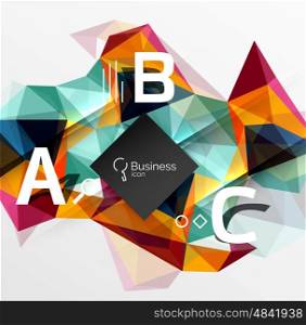 Mosaic low poly abstract background with infographics - abc options with text. Vector template background for workflow layout, diagram, number options or web design