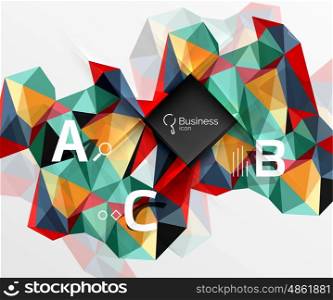 Mosaic low poly abstract background with infographics - abc options with text. Vector template background for workflow layout, diagram, number options or web design