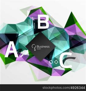 Mosaic low poly abstract background with infographics. Mosaic low poly abstract background with infographics - abc options with text. Vector template background for workflow layout, diagram, number options or web design
