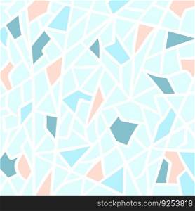 Mosaic tile pattern. Vector pastel abstract background. For design and decorate textured backdrop. Ceramic fragments. Colorful broken tiles trencadis. Pink mint blue white colors art.
