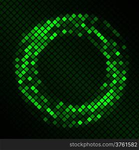 Mosaic with green plasma circle effect, vector illustration