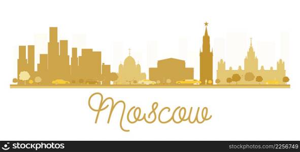 Moscow City skyline golden silhouette. Vector illustration. Simple flat concept for tourism presentation, banner, placard or web site. Moscow isolated on white background