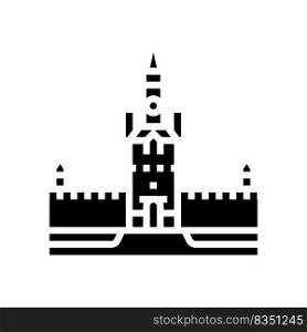 moscow kremlin glyph icon vector. moscow kremlin sign. isolated symbol illustration. moscow kremlin glyph icon vector illustration