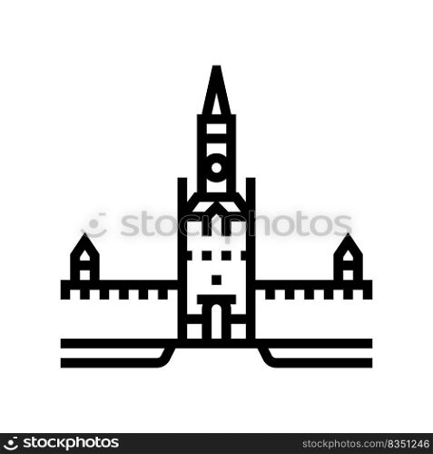 moscow kremlin line icon vector. moscow kremlin sign. isolated contour symbol black illustration. moscow kremlin line icon vector illustration