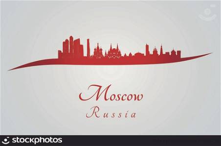 Moscow skyline in red and gray background in editable vector file