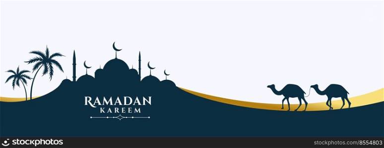 mosque and camel scene ramadan kareem banner