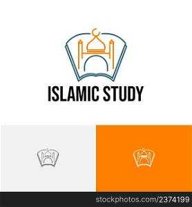 Mosque Book Islamic Center Study Islam Muslim Community Line Style Logo