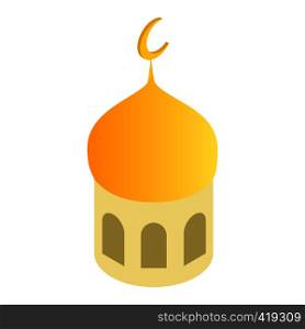 Mosque dome and Islamic crescent isometric 3d icon on a white background. Mosque dome isometric 3d icon