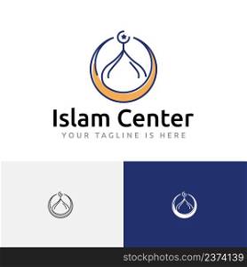 Mosque Dome Crescent Islamic Center Prayer Islam Muslim Community Line Logo