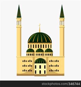 Mosque icon in cartoon style isolated on white background. Mosque icon, cartoon style