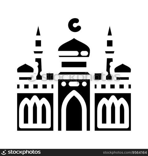 mosque islam muslim glyph icon vector. mosque islam muslim sign. isolated symbol illustration. mosque islam muslim glyph icon vector illustration