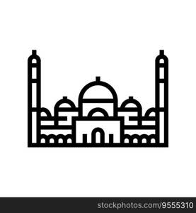 mosque islam muslim line icon vector. mosque islam muslim sign. isolated contour symbol black illustration. mosque islam muslim line icon vector illustration