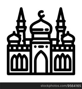mosque islam muslim line icon vector. mosque islam muslim sign. isolated contour symbol black illustration. mosque islam muslim line icon vector illustration