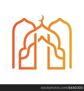 Mosque Logo, Islamic Worship Design, Eid Al Fitr Mosque Building Vector Icon Template, Ramadan, Eid Al Adha