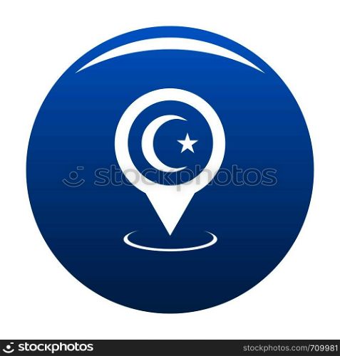 Mosque map pointer icon vector blue circle isolated on white background . Mosque map pointer icon blue vector
