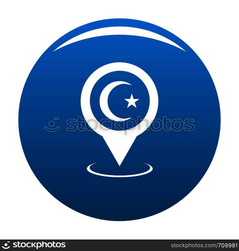 Mosque map pointer icon vector blue circle isolated on white background . Mosque map pointer icon blue vector