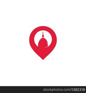 Mosque Point Logo Design Template. Mosque location icon design.