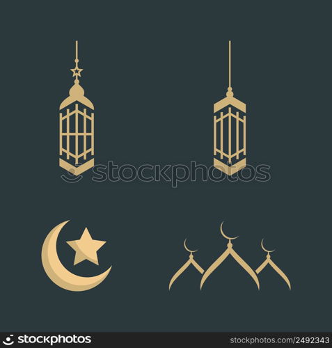 Mosque silhouette logo illustration vector flat design