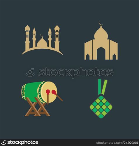 Mosque silhouette logo illustration vector flat design