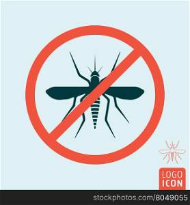 Mosquito icon isolated. Mosquito icon. Virus Zika or malaria symbol. Prohibited sign. Vector illustration