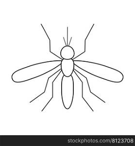 Mosquito malaria line insect. Vector illustration isolated on white. 