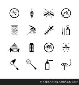 Mosquito prevent and control vector icons. Ban mosquito symbol illustration. Mosquito prevent and control vector icons