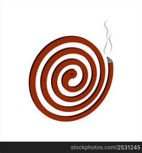Mosquito Repellent Coil Icon, Bug, Insect Killer Smoldering Spiral Incense Vector Art Illustration