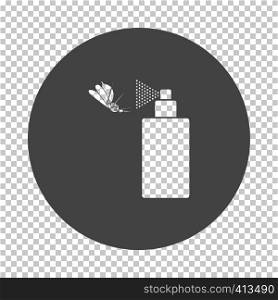 Mosquito spray icon. Subtract stencil design on tranparency grid. Vector illustration.