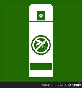 Mosquito spray icon white isolated on green background. Vector illustration. Mosquito spray icon green