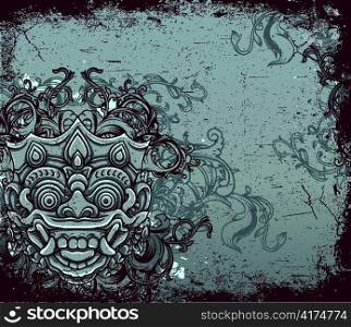 moster with floral vector illustration