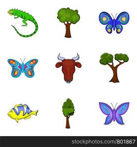 Moth icons set. Cartoon set of 9 moth vector icons for web isolated on white background. Moth icons set, cartoon style