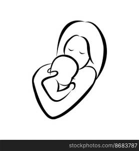 mother and baby icon logo vector design template