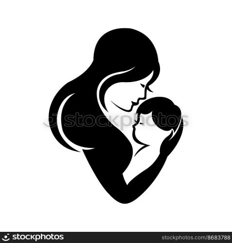 mother and baby icon logo vector design template
