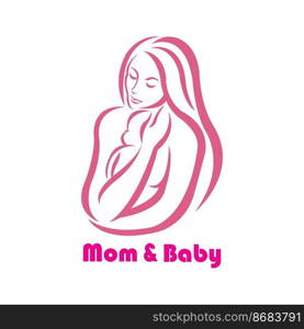 mother and baby icon logo vector design template