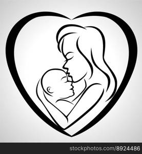 Mother and baby icon vector image
