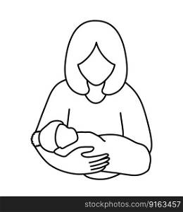 mother and baby line art. Mom hugs her child icon design. Happy mother&rsquo;s day concept, vector illustration