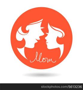 Mother and baby silhouettes. Card of Happy Mother&rsquo;s Day