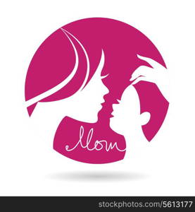Mother and baby silhouettes icon. Card of Happy Mother&rsquo;s Day