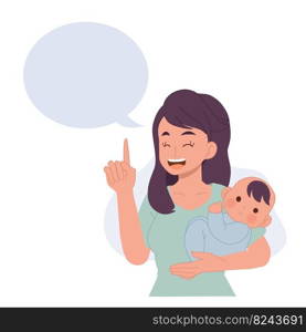 mother and child concept. Happy mother is speaking or giving some advice. vector illustration