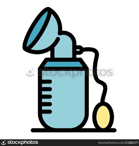 Mother breast pump icon. Outline mother breast pump vector icon color flat isolated. Mother breast pump icon color outline vector