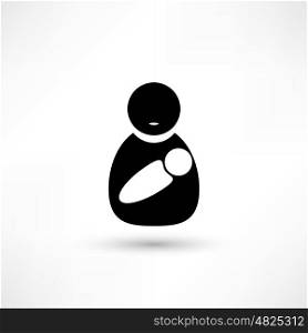Mother breastfeeding her baby stylized symbol