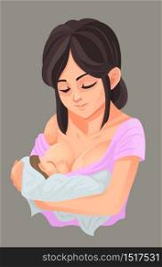 Mother breastfeeding her baby, Vector illustration